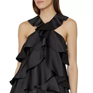 Milly Lexi Satin Ruffled Mini Dress